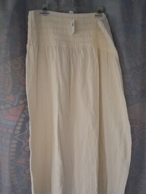 NWT Old Navy Cream Smocked Maxi Skirt SIZE XL 100% Cotton